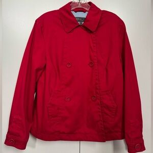 George Red Double-Breasted Pea Coat Jacket